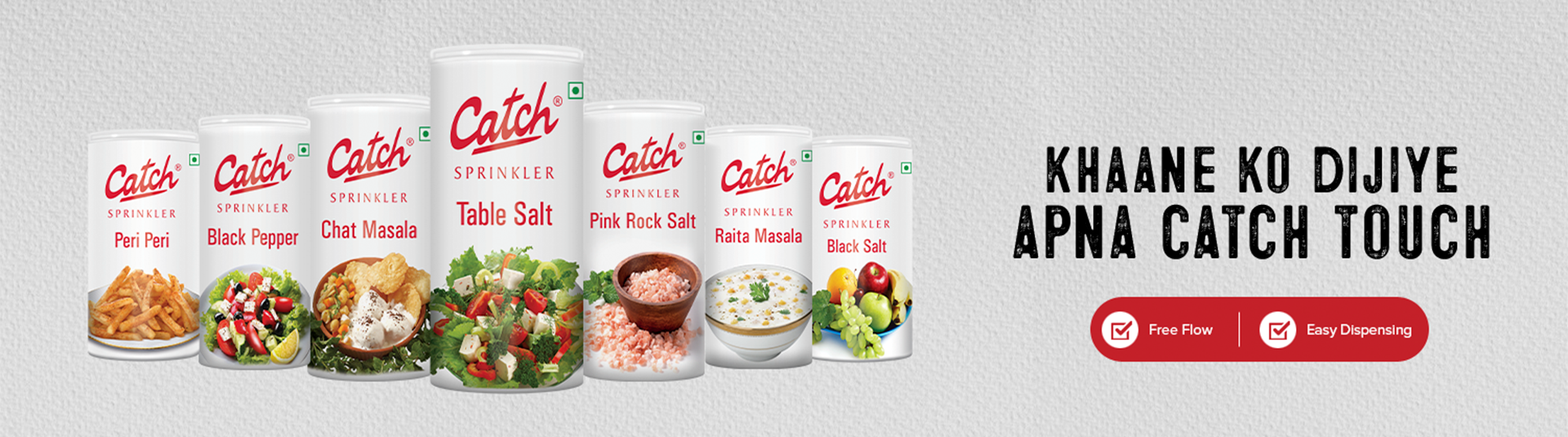 Catch - Slat, Chat Masala, Black-pepper, Catch - Peri Peri